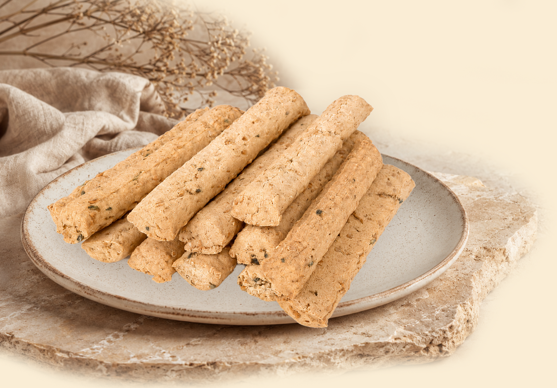 Glutensiz Çörekotlu Susamlı Grissini